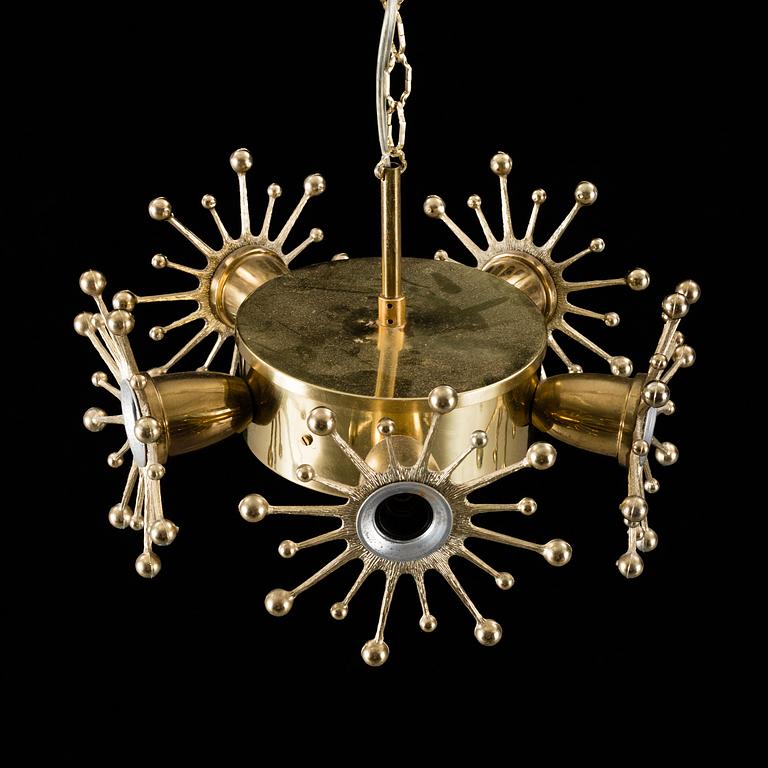 A 1960's/70's brass ceiling lamp.