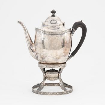 An Empire silver coffee pot with rechaud, first half of the 19th century.