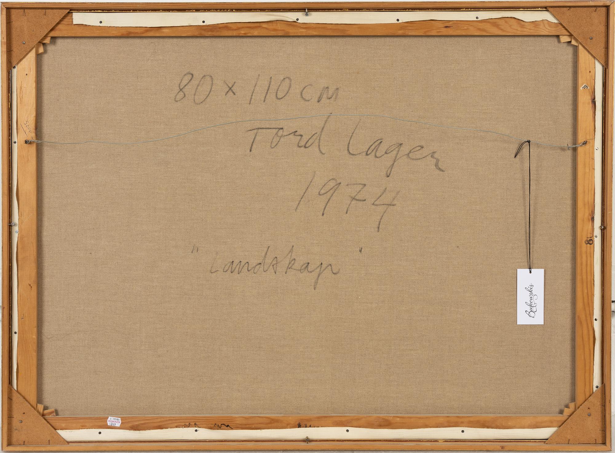 Tord Lager, oil on canvas, signed. dated 1974 verso.
