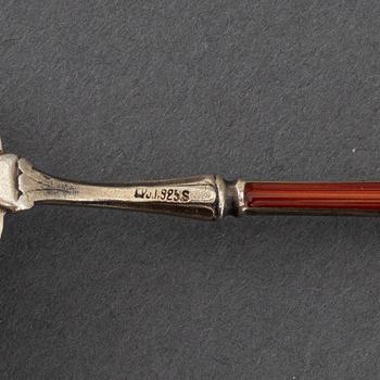 4+4 pc silver and enamel cutlery, J Tostrup, Oslo circa 1920.