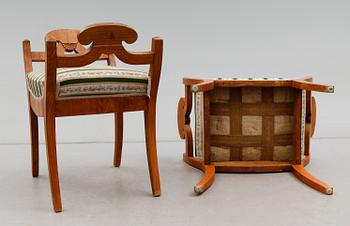 TABURETTER, 1 par, Karl Johan, 1800-talets mitt.
