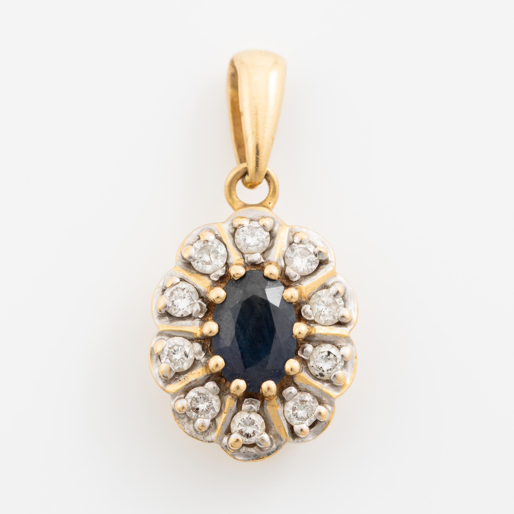 Pendant, carmosé model, 18K gold with sapphire and brilliant-cut diamonds.