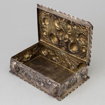 a German silver box, late 19th century.