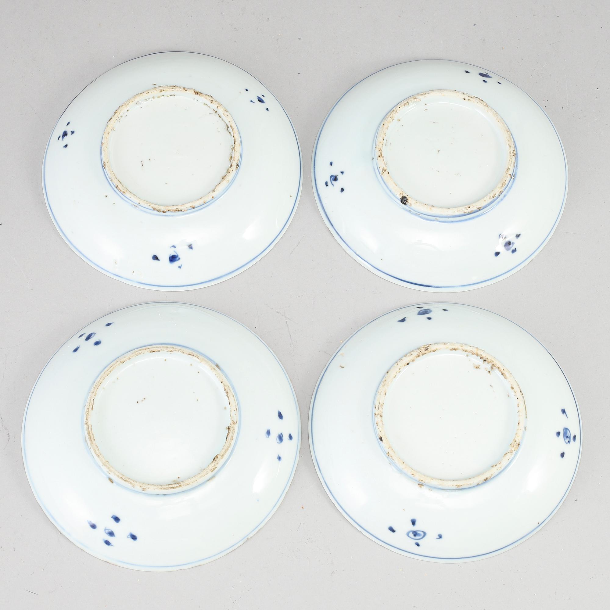A set of four blue and white dishes, Tianqi/Chongzhen, 17th Century.