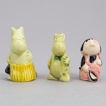 Three ceramic 'Moomin' figurines by Signe Hammarsten-Jansson, 1950's.