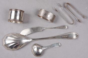 PARTI SILVER, 7 delar, bl a Sheffield och Birmingham, England, 1892-1960. Tot ca 195 g.