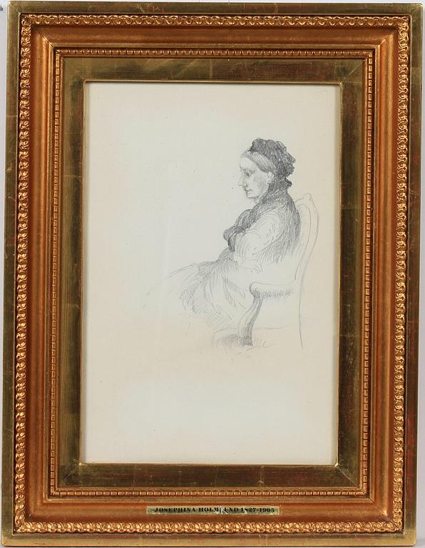 JOSEFINA HOLMLUND, blyerts och akvarell, 5 st, intygade a tergo.