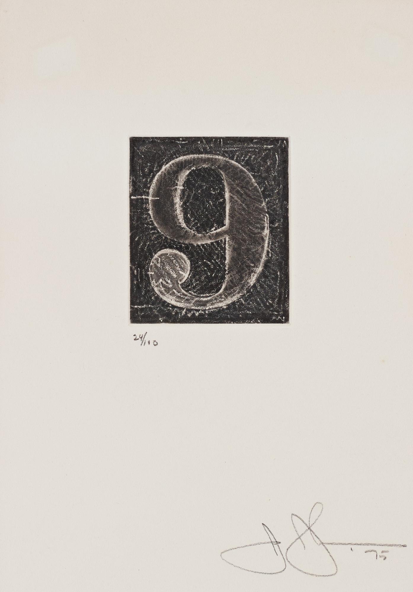 Jasper Johns, "9" from "0-9 (A set of Ten Numerals)".