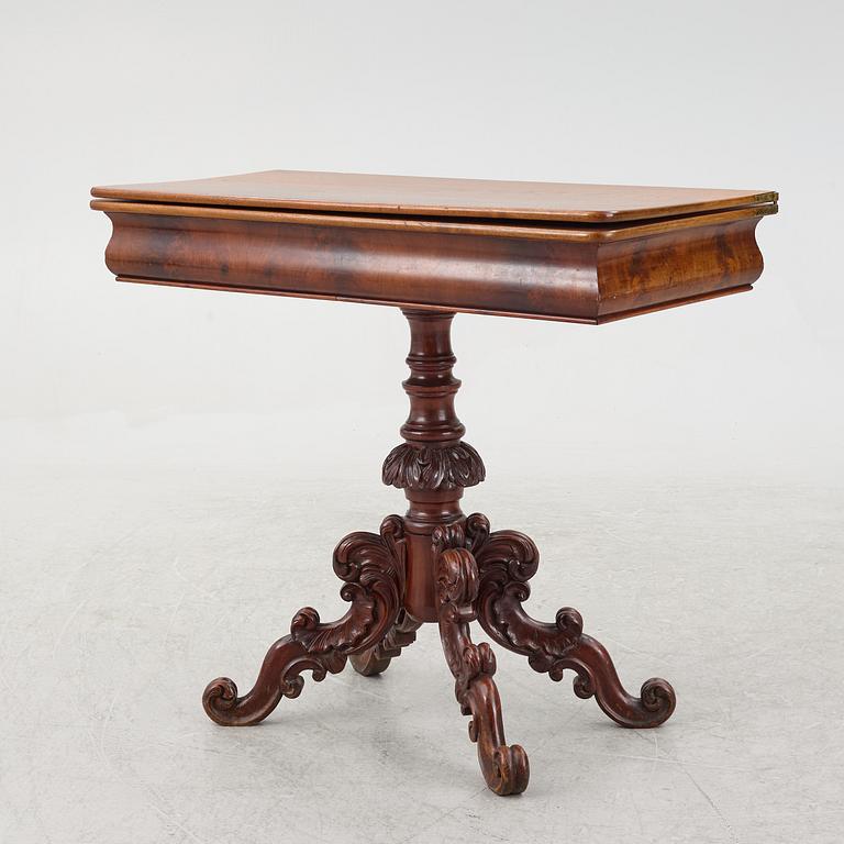 A rococo style card table, 19th century.