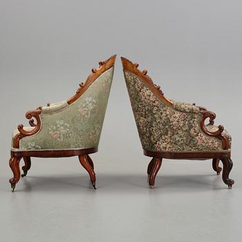 FÅTÖLJER, ett par, nyrokoko, 1800-talets slut.