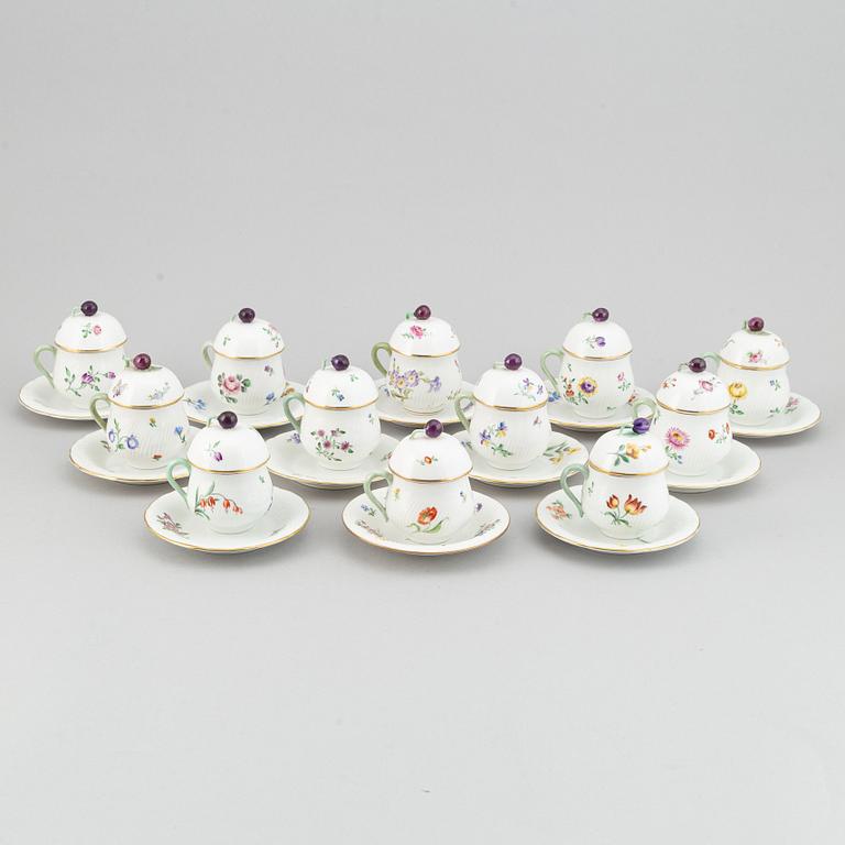 Twelve cream cups with saucers, Rörstrand and Lidköping, early 20th century.
