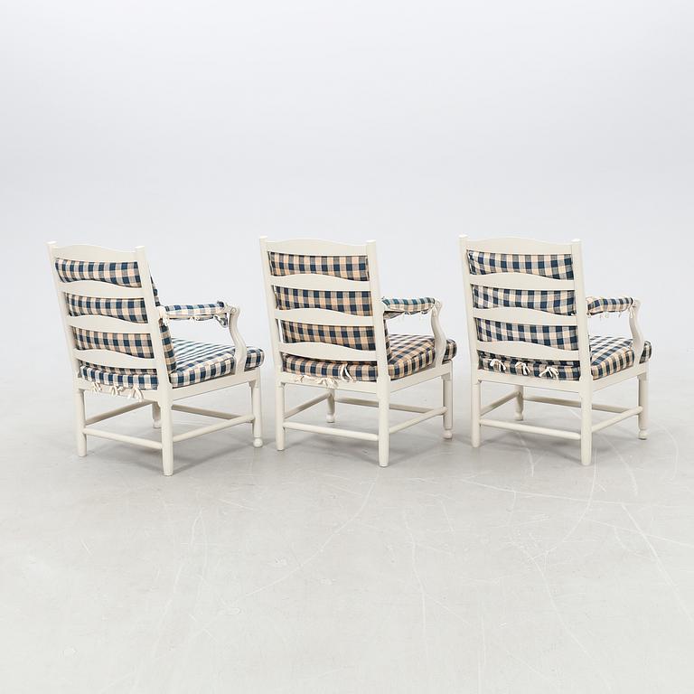 Armchairs, three pieces of Gripsholm armchairs, "Medevi Brunn", from IKEA's 18th-century series, 1990s.