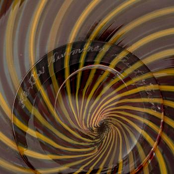 Kerttu Nurminen, vas och fat, "Palazzo", filigranglas, signerad Kerttu Nurminen Nuutajärvi.