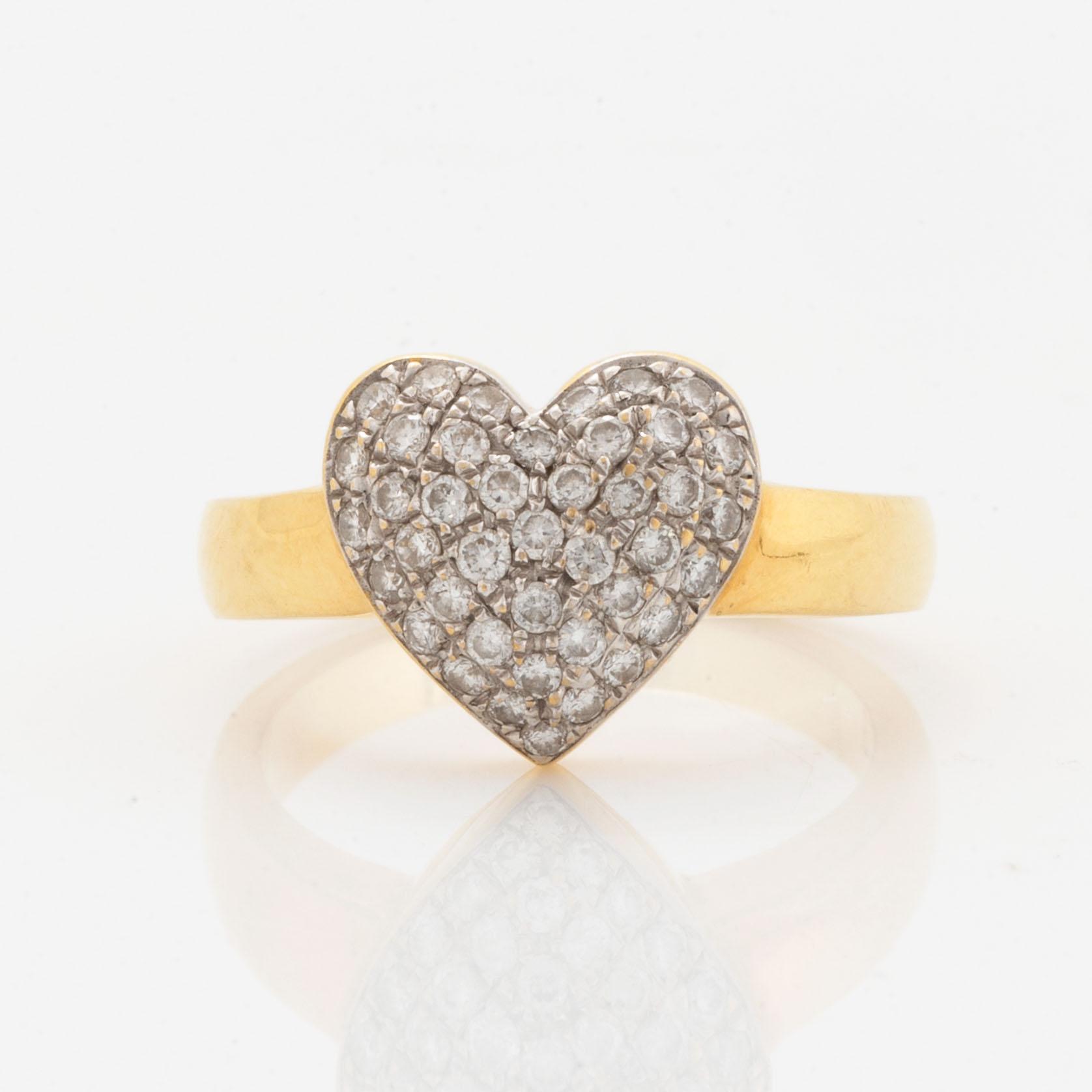 Heart shaped brilliant-cut diamond ring.
