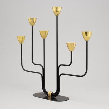Gunnar Ander, a brass and metall six-light candelabra from Ystad Metall.