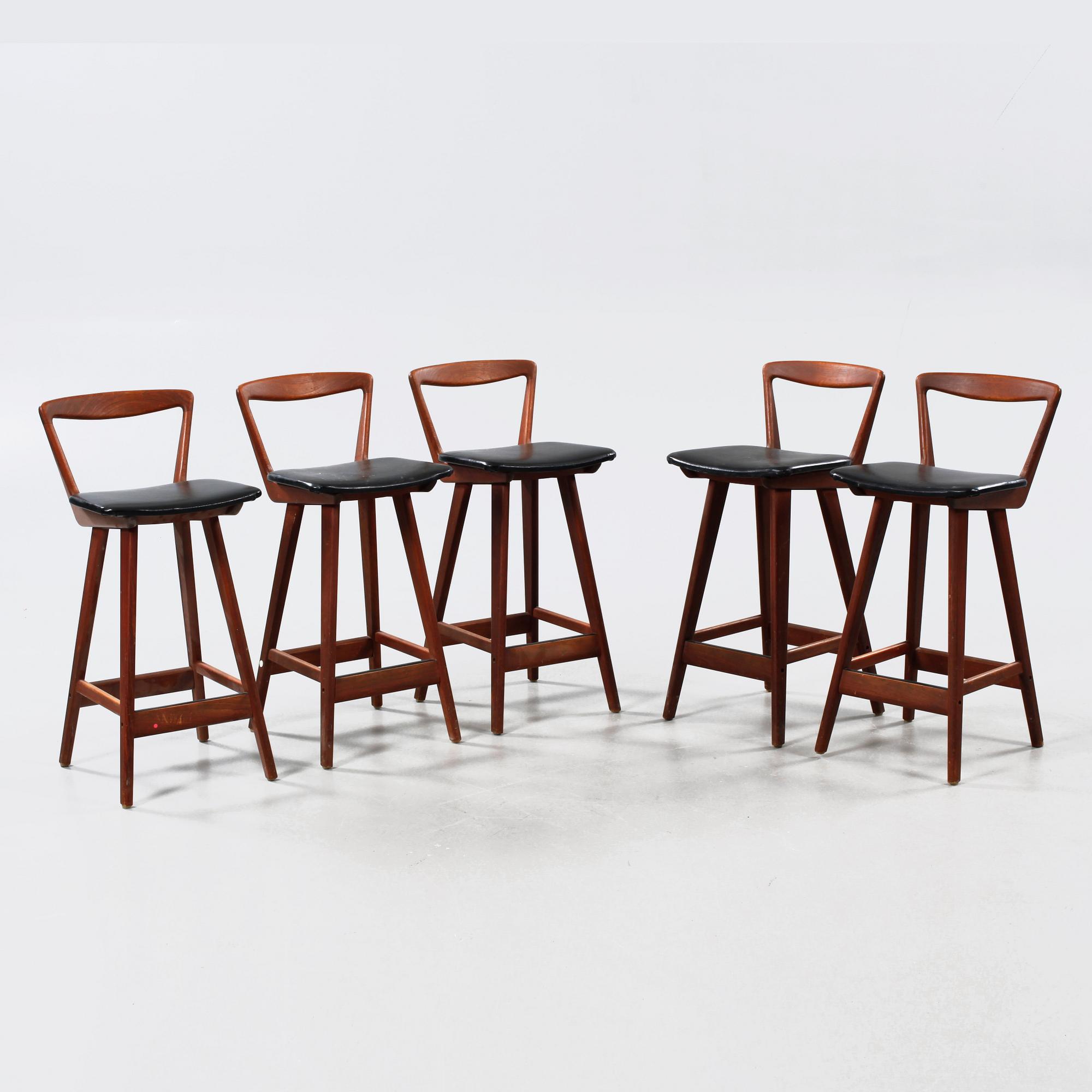 Five bar stools from Brande Möbelindustri, Denmark made in the 1960s.