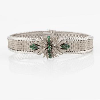 Bracelet, 18K white gold with emeralds, Italy.