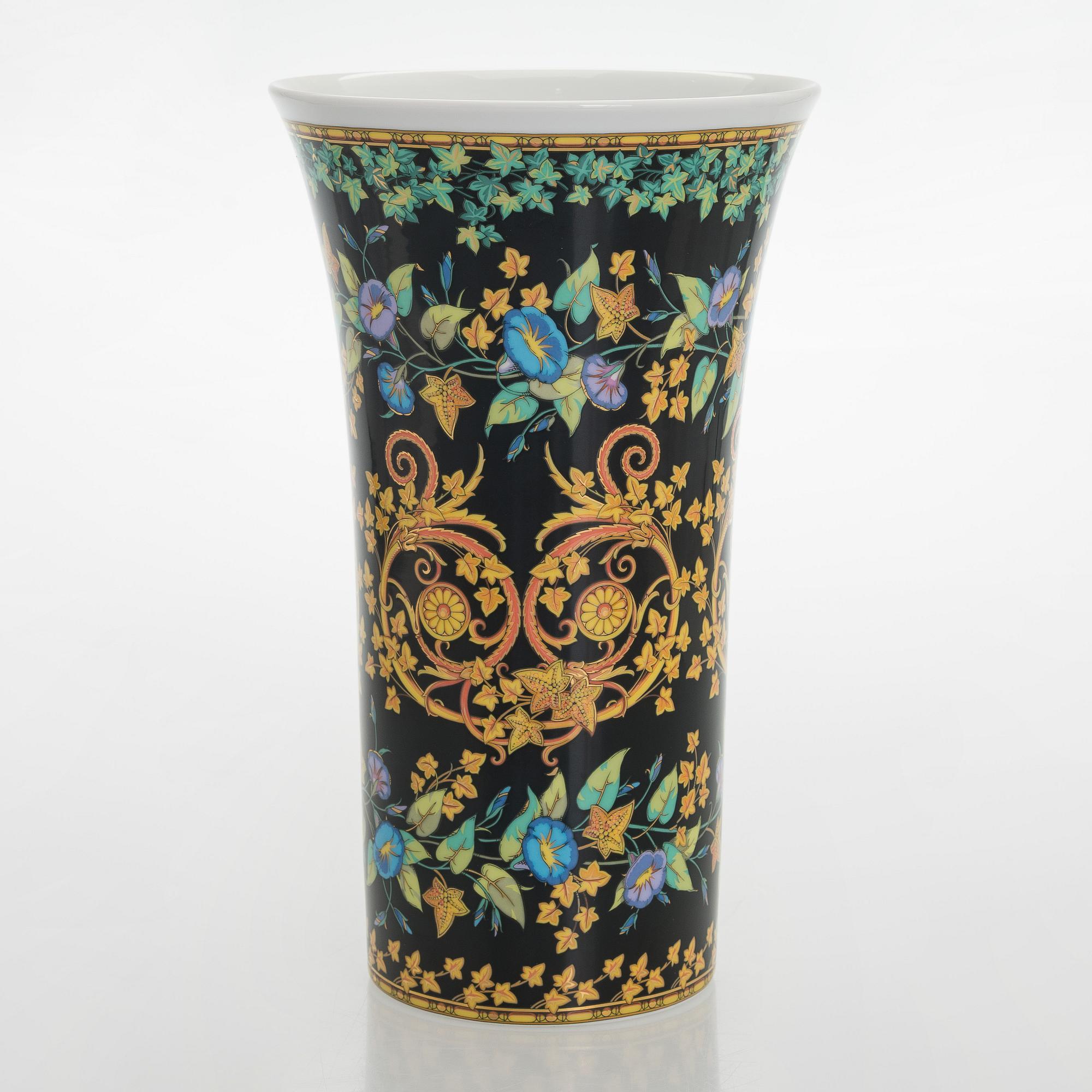 Versace, vas "Gold Ivy", porslin, för Rosenthal Tyskland, 1900-talets slut.