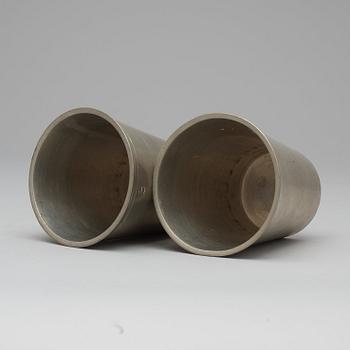 A pair of pewter cups by M Rundquist 1826.