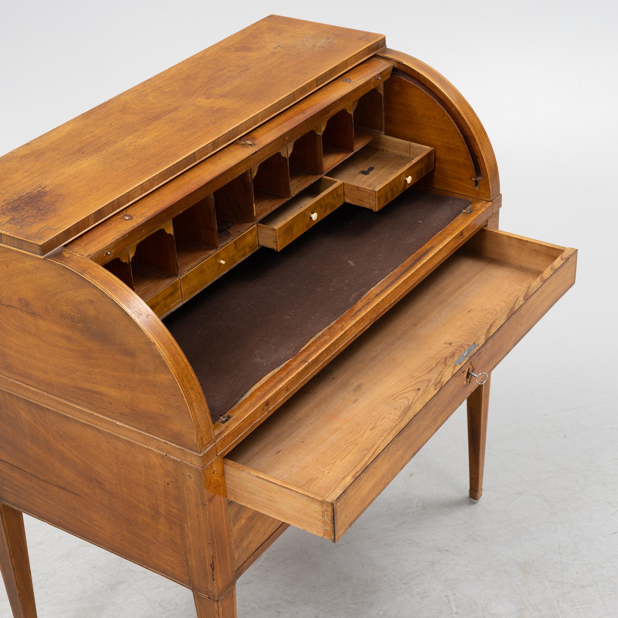 A Late Gustavian roll top desk, early 20th century.