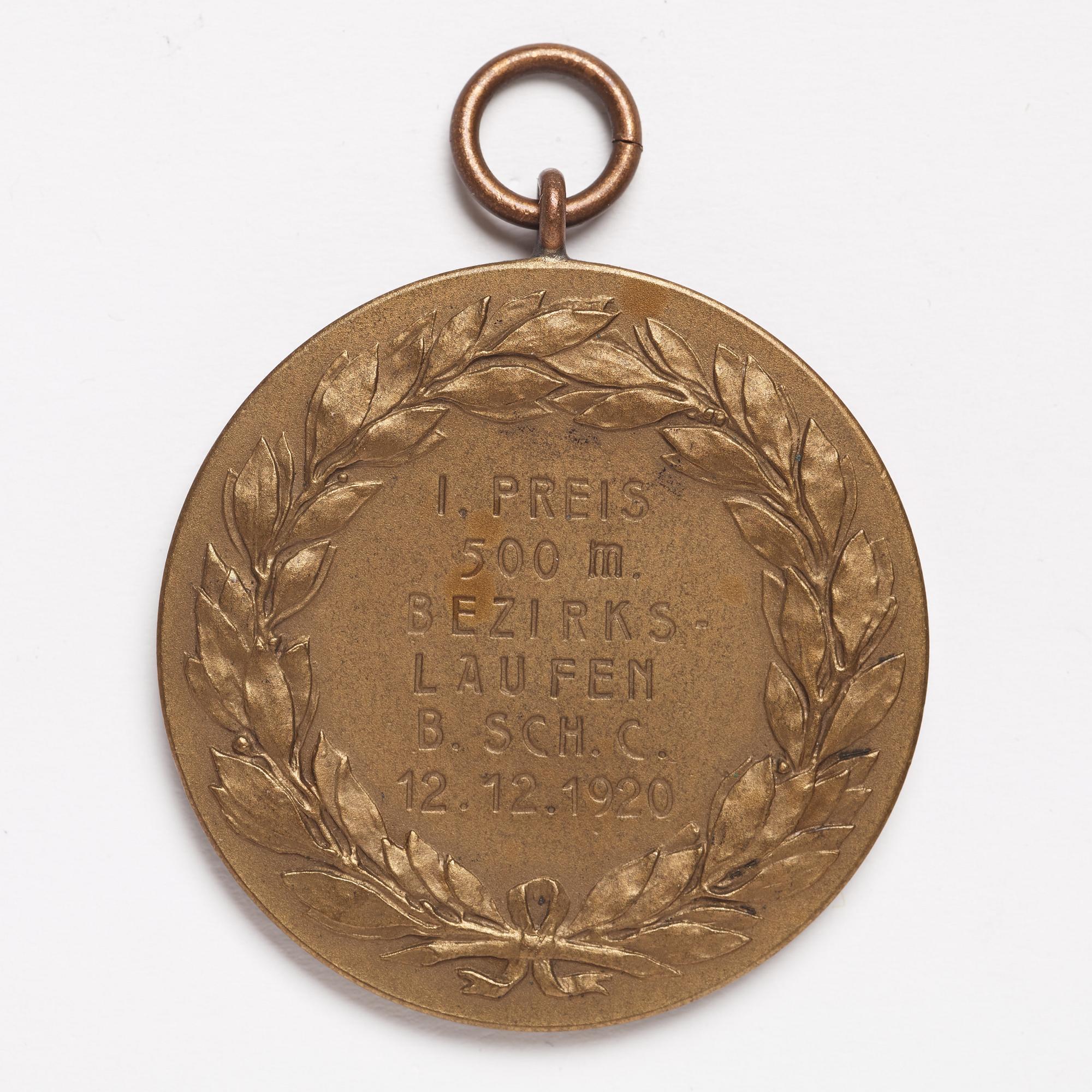 Medals, 2 pcs, 1st prize in 500 and 1500 meters speed skating, 1920, bronze.