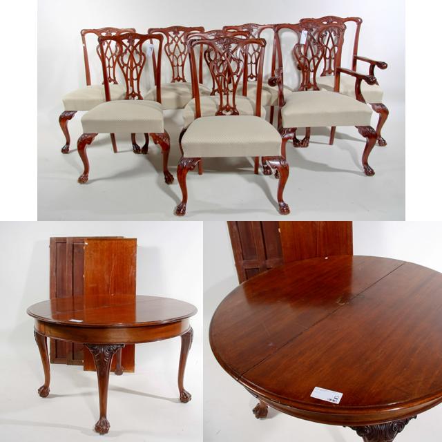 MATSALGRUPP, 9 delar. Chippendalestil.