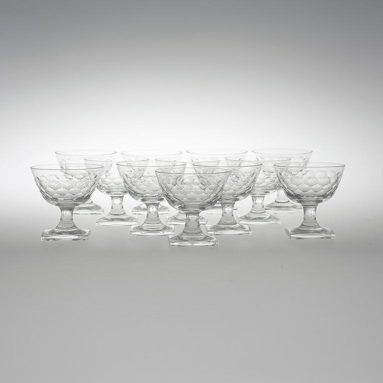 CHAMPAGNEKUPOR, 12, glas, "Ekeberga fiskfjäll", Elis Bergh, Kosta Sverige.