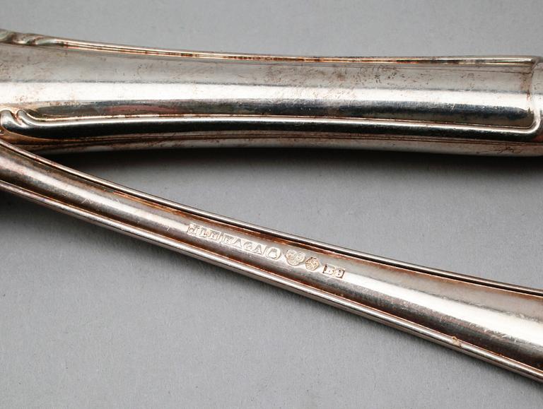 BESTICK, 36 delar, silver, modell Haga, 1940-/50-tal. Total vikt med stålblad ca 1550 gram.