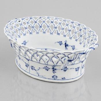 A 'Blue Fluted Full Lace' porcelain fruit basket, Royal Copenhagen, model 1055, 1893-1900.