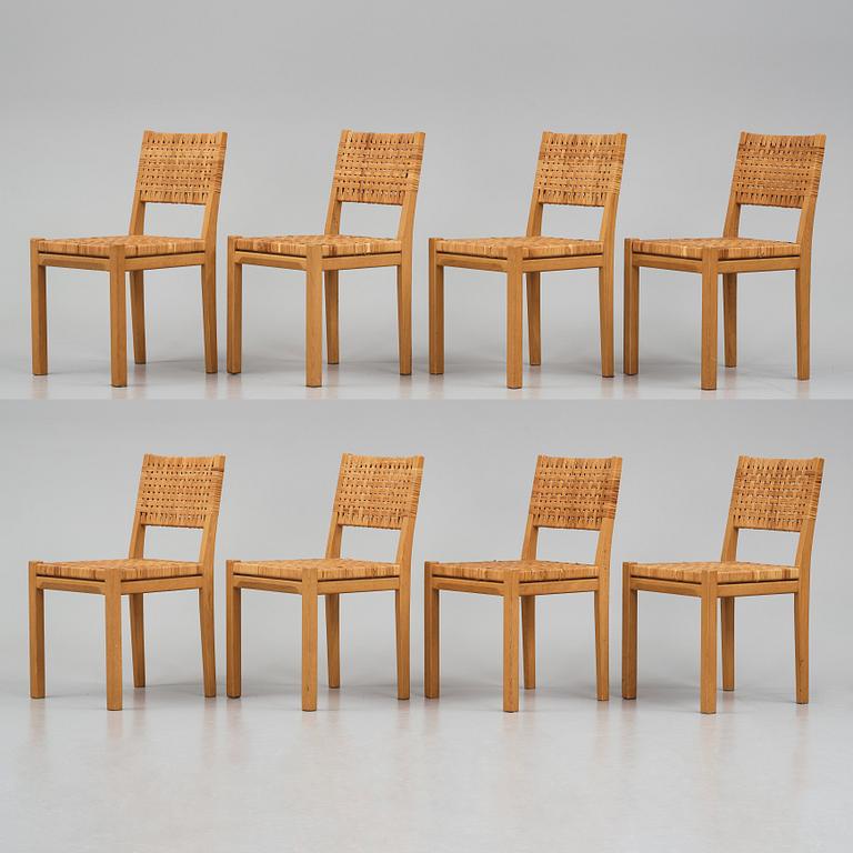 Aino Aalto, a set of eight chairs, model '615', from the Finlandia Hall, Artek, 1960s.