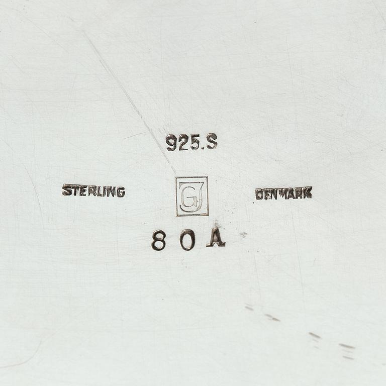 Georg Jensen, a set of three pieces of sterling coffee service, Copenhagen 1925-44 (the sugar bowl 1925-33), design nr 80 A and B.