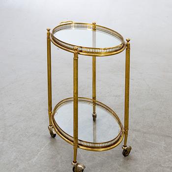 SERVERINGSVAGN, glas och mässing, 1900-talets andra hälft.