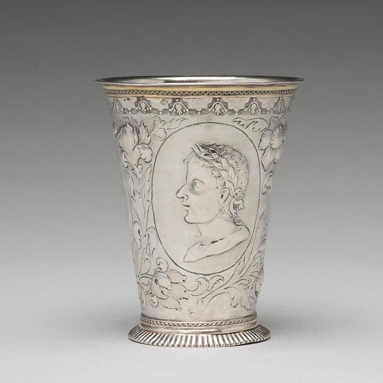 A Swedish 18th century parcel-gilt silver beaker, mark of Henrik Jacob Losch, Stockholm 1735.