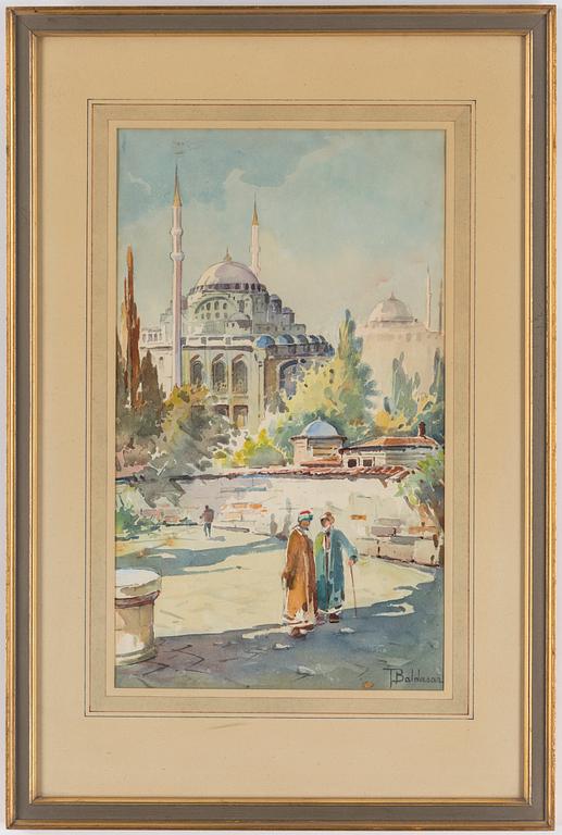 A 20th century watercolor on paer, signed T. Baldasar.