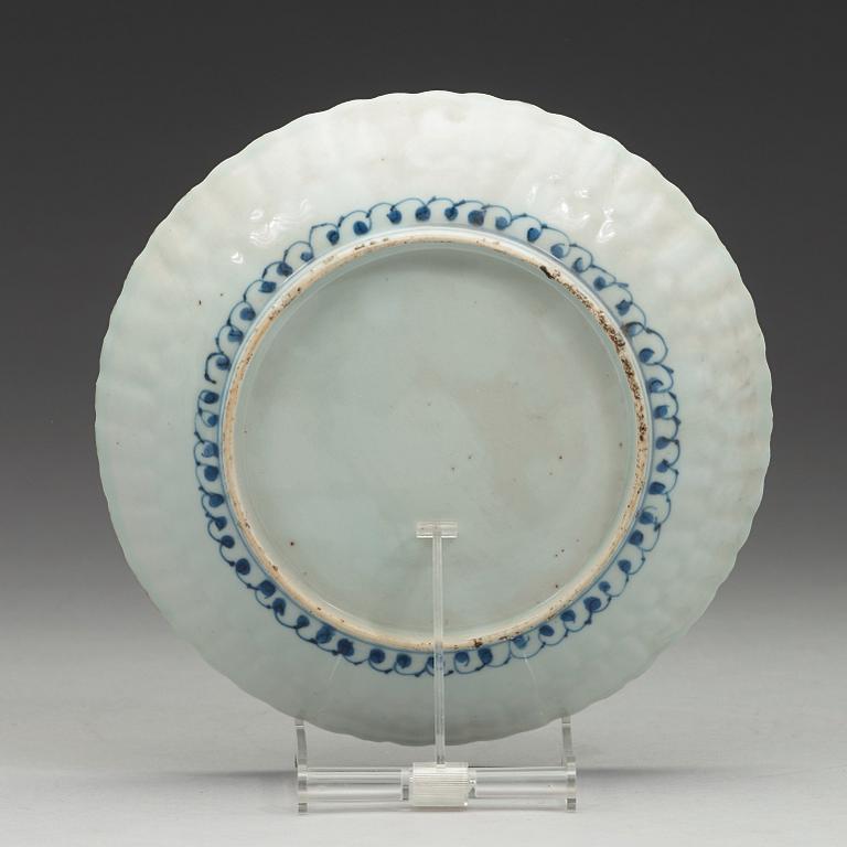 A set of seven blue and white kraak dishes, Ming dynasty, Wanli (1572-1620).