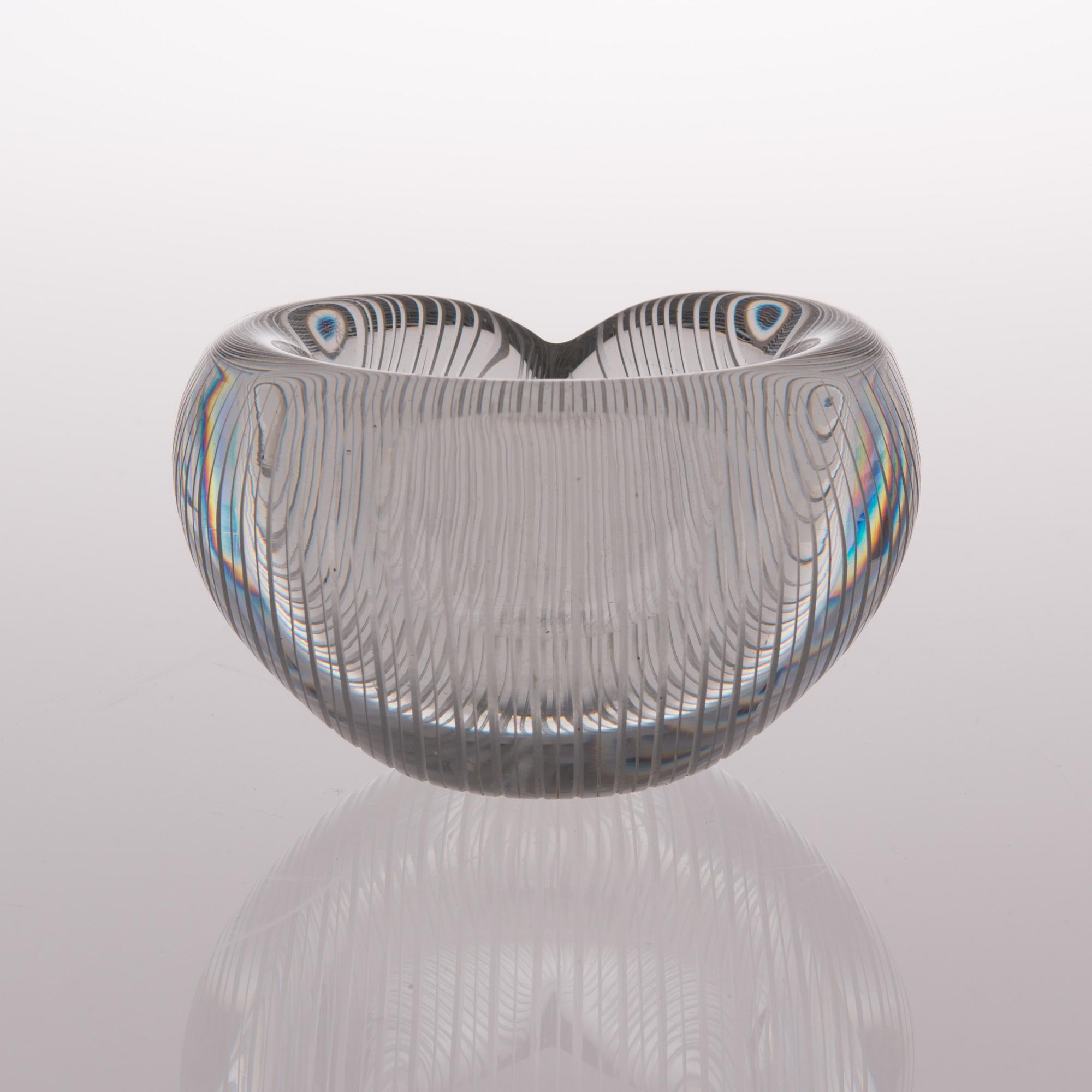 A glass bowl, model 3327, signed Tapio Wirkkala Iittala.