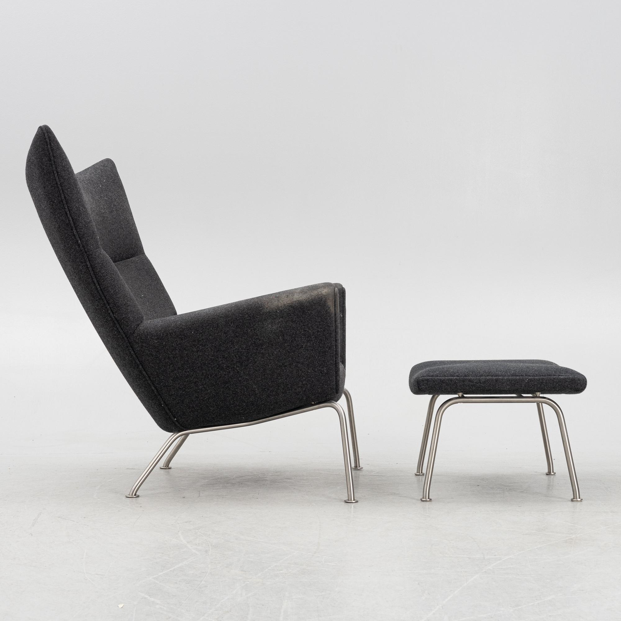 Hans J. Wegner, armchair and footstool, "Wing Chair", CH-445, Carl Hansen & Søn, Denmark.