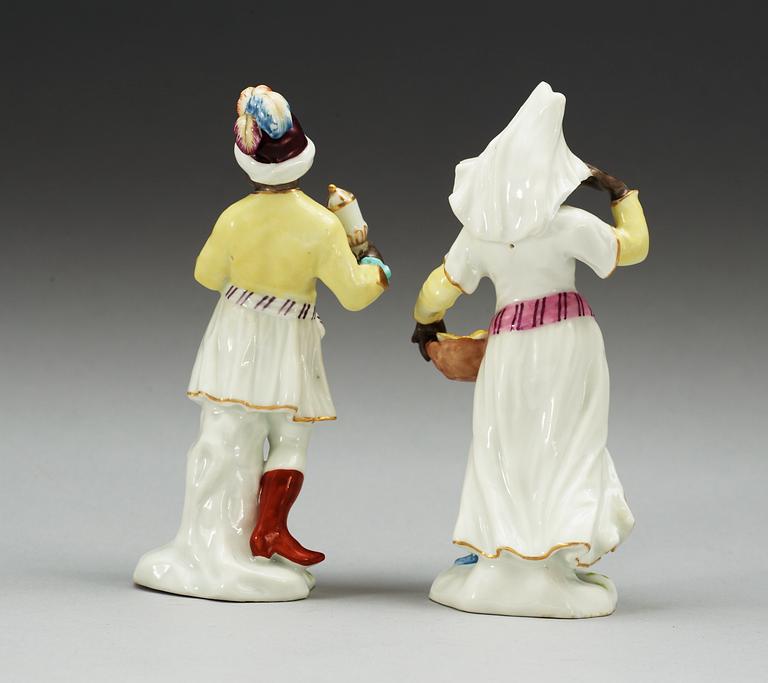 A set of two Frankenthal figurines, 18th Century.