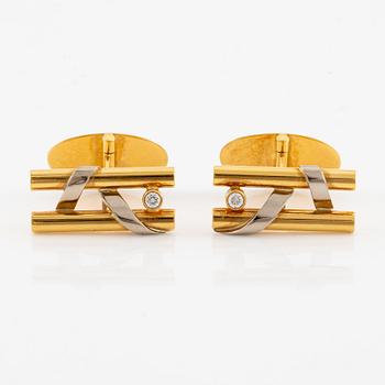 Manschettknappar, ett par, 18K guld med små briljantslipade diamanter, Heribert Engelbert.