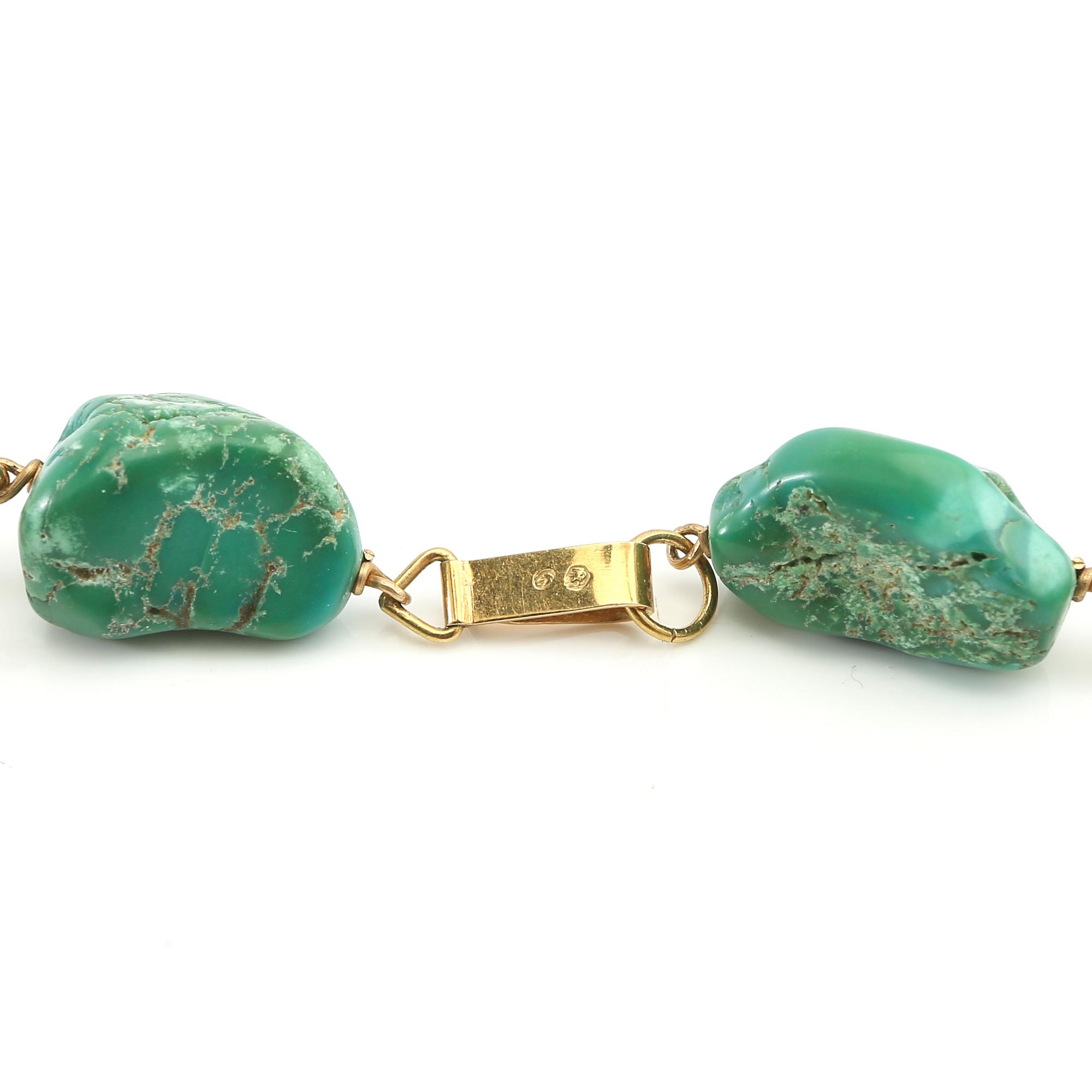 Halsband 18K guld med turkoser.