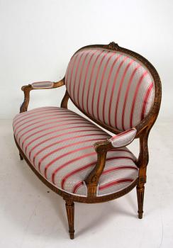 SALONGSMÖBLEMANG, 5 delar. Louis XVI-stil.