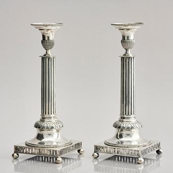 Stephan Westerstråhle, ljusstakar, ett par, silver. Stockholm 1796. Gustavianska.