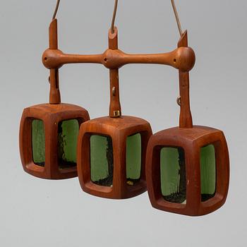 A Swedish 1950's-60's teak ceiling lamp.