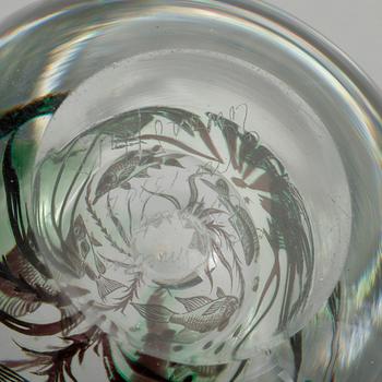 VAS, glas, fiskgraal, Edward Hald, Orrefors, 1900-talets mitt.