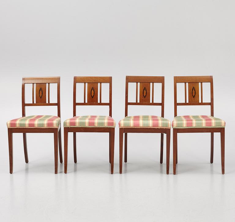 A set of four Empire chairs, southern Sweden, early 19th century.