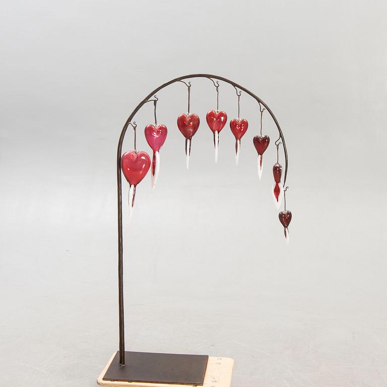 Elna Melusine Jolom, a signed glass and metal sculpture signed and dated 2018.