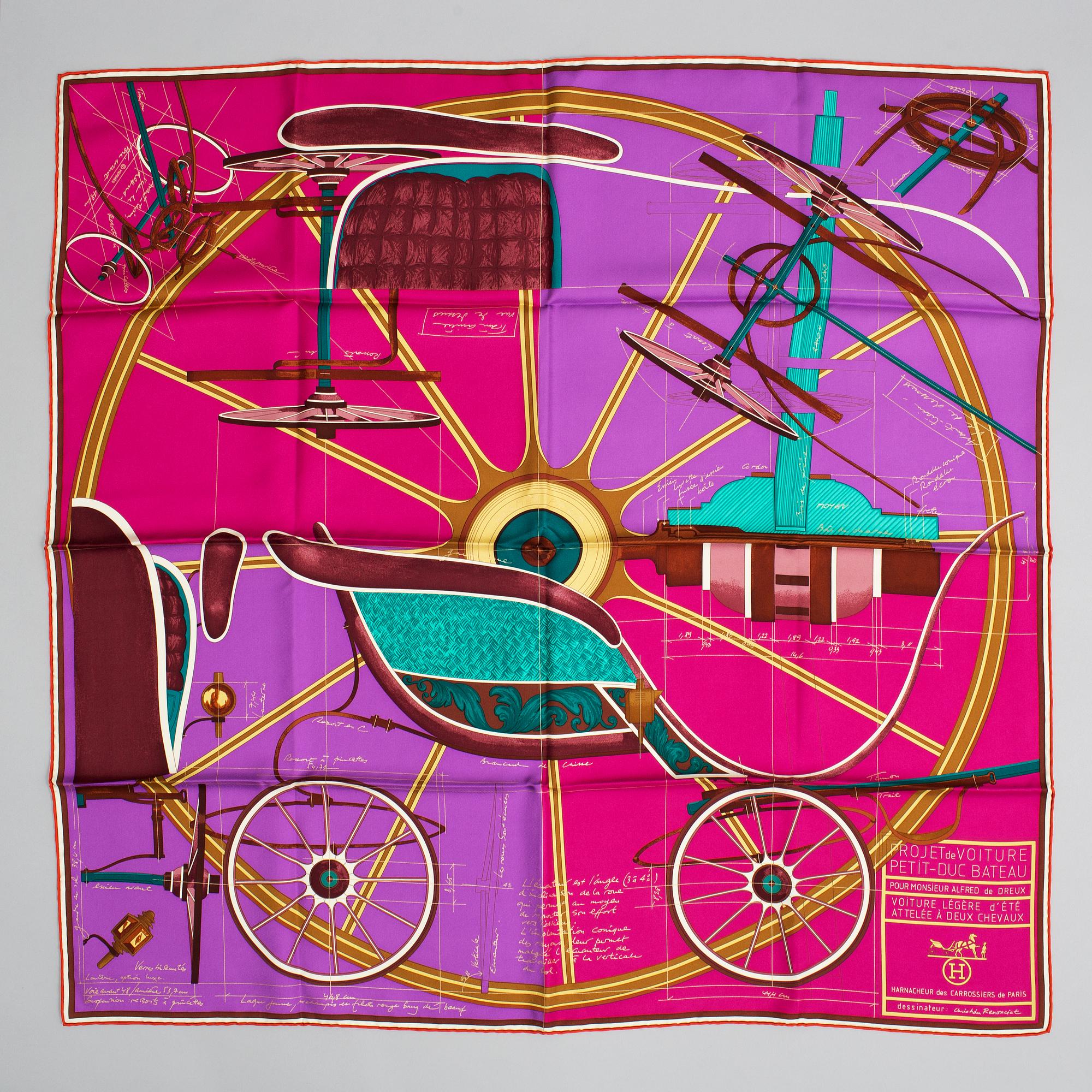 Hermès, a 'Petit-Duc' silk scarf.