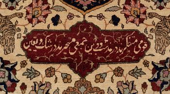 An antique Benlian Tabriz carpet, signed Jabarzade, ca 466 x 323 cm.