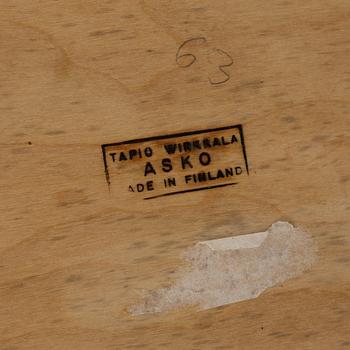 A coffee table marked Tapio Wirkkala, Asko, Made in Finland.
