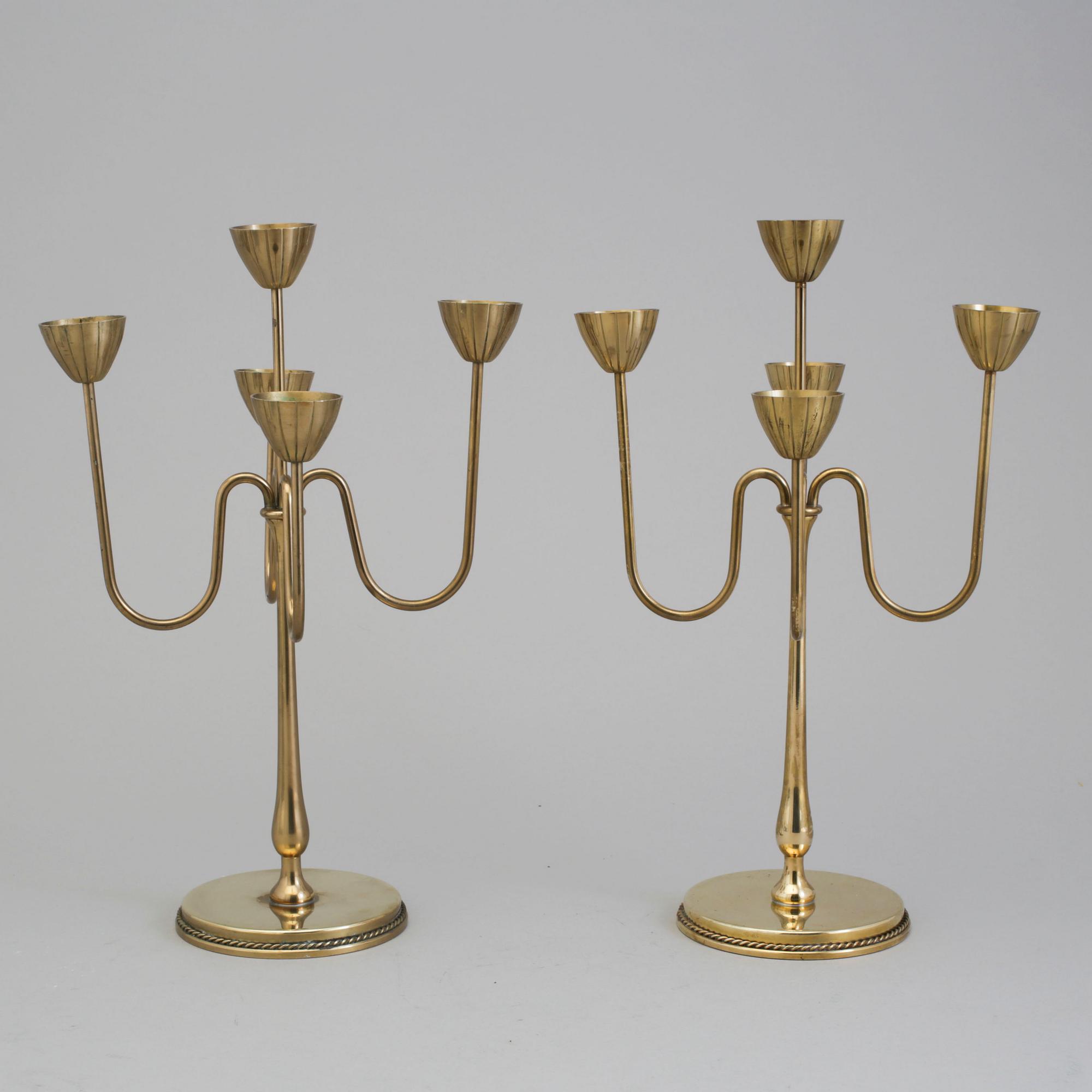 GUNNAR ANDER, kandelabrar, ett par, mässing, Ystad-Metall.